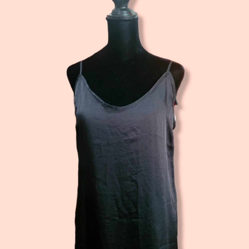 NWOT Love Sadie Black Satin Slip Dress Midi-length Small